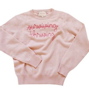 Lingua Franca Cashmere Pink Embroidered Sweater (Has Holes)